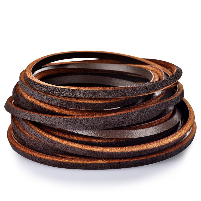 TeeLiy 3mm Flat Genuine Leather Cord Leather Lace Strip Cord Braiding String for Jewelry Making Leather Shoe Lace Arts  Crafts Dark Brown2
