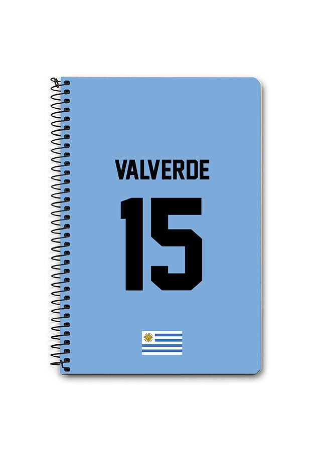 Stylizedd Designer A5 Spiral Notebook Memo Notepad Journal - Football Team - Uruguay Player Name - Valverde - Image 1