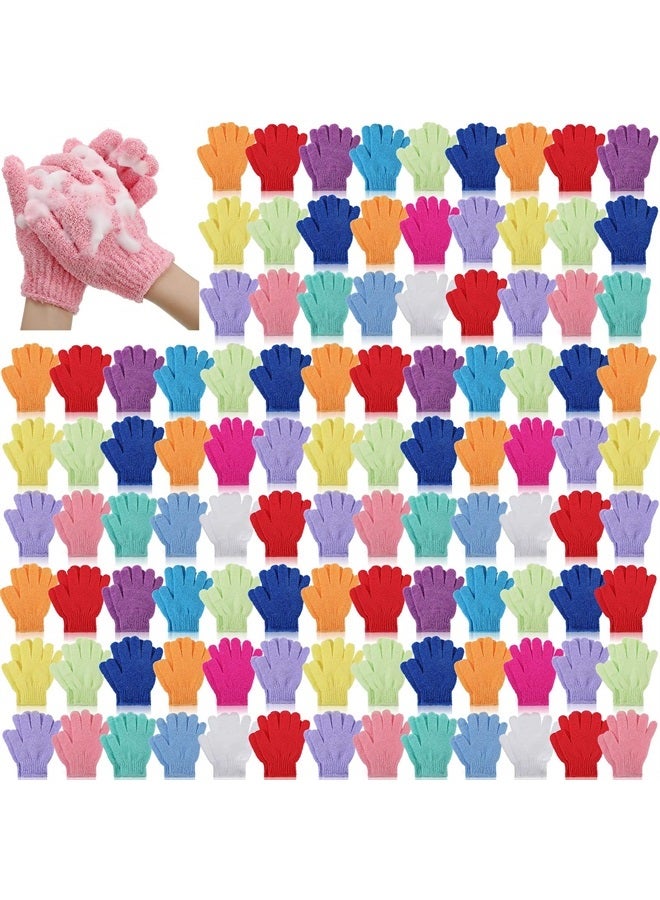 Tegeme 150 Pcs Exfoliating Gloves Bulk for Body Double Sided Exfoliating Shower Gloves for Women Nylon Colorful Bath Gloves Exfoliating Body Scrubber Mitt for Beauty Spa Massage Shower Body Scrubber  - Image 1