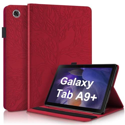 TIPOYOROO Case for Samsung Galaxy Tab A9 Plus 11 inch 2023 SMX210X216X218 Flip Cover Samsung Galaxy Tab A9 5g PU Leather with Elastic Band Card Holder for A9 11 TabletRed - Image 1