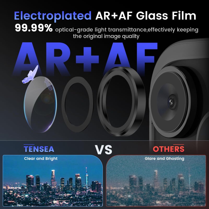 Tensea Camera Lens Protector Compatible for iPhone 17 Pro Max/17 Pro/15 Pro Max/15 Pro/16 Pro Max/16 Pro/14 Pro Max/14 Pro, Metal Tempered Glass Cover Camera Screen Protector Accessories,Case Friendly - Image 3