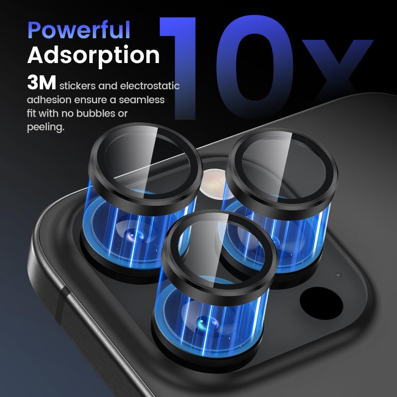 Tensea Camera Lens Protector Compatible for iPhone 17 Pro Max/17 Pro/15 Pro Max/15 Pro/16 Pro Max/16 Pro/14 Pro Max/14 Pro, Metal Tempered Glass Cover Camera Screen Protector Accessories,Case Friendly - Image 4