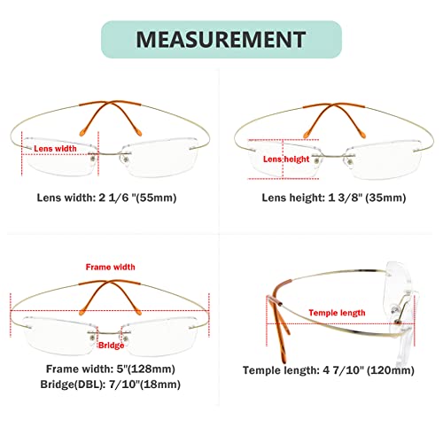 Eyekepper Titanium Rimless Eyeglasses Men Gold - Image 2