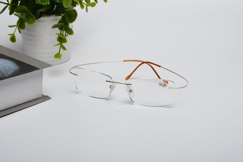 Eyekepper Titanium Rimless Eyeglasses Men Gold - Image 5
