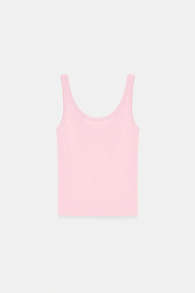 Dilvin Blush Pink DILVIN Ribbed Fitted Camisole Top for Women | Best Price UAE