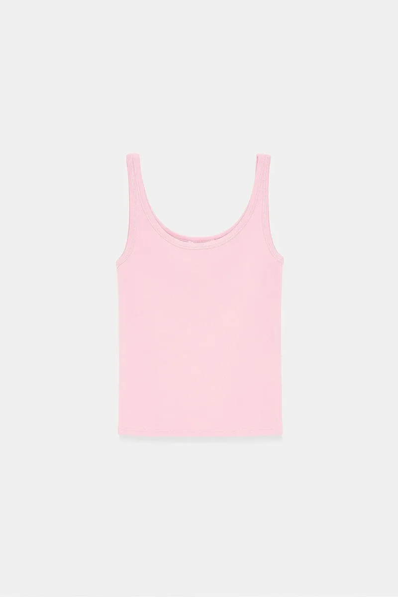 Dilvin Blush Pink DILVIN Ribbed Fitted Camisole Top for Women | Best Price UAE