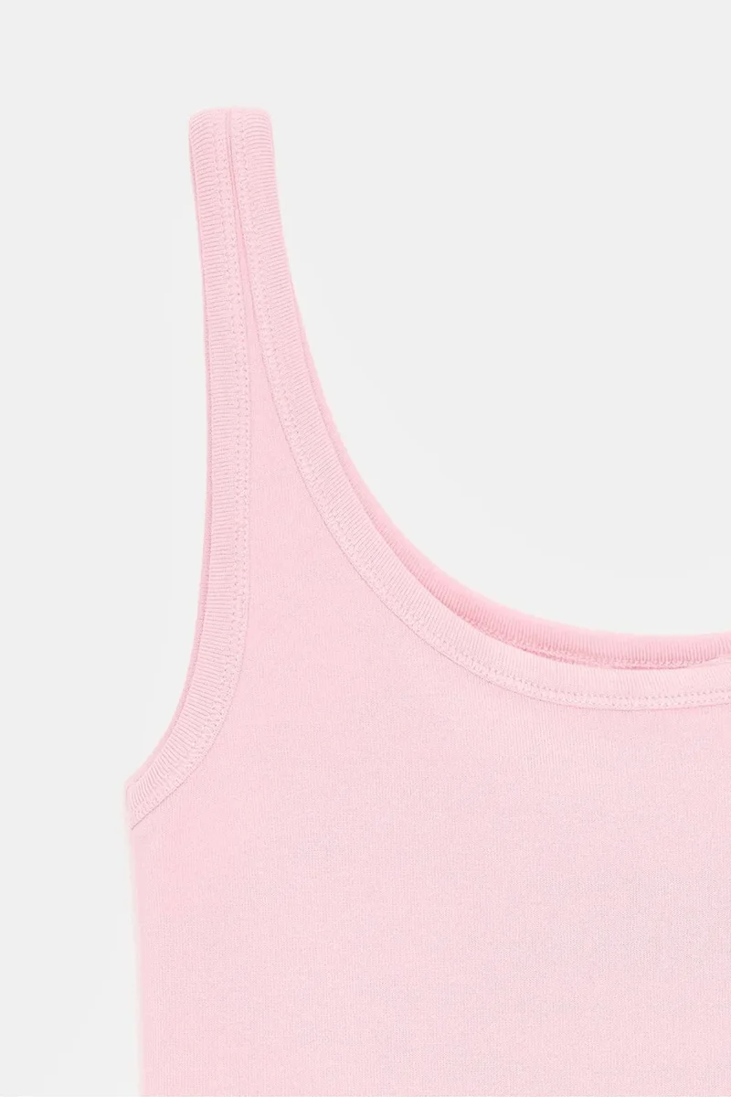 Dilvin Blush Pink DILVIN Ribbed Fitted Camisole Top for Women | Best Price UAE