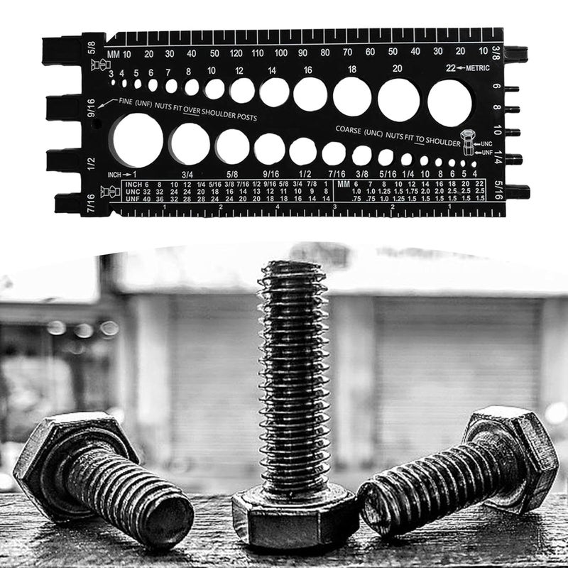 Black Portable Thread Gauge for Nuts and Bolts Inch Metric Thread Pitch Measurement Tool - Image 3