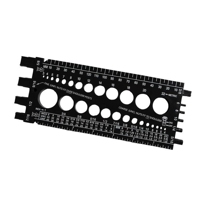 Black Portable Thread Gauge for Nuts and Bolts Inch Metric Thread Pitch Measurement Tool - Image 1