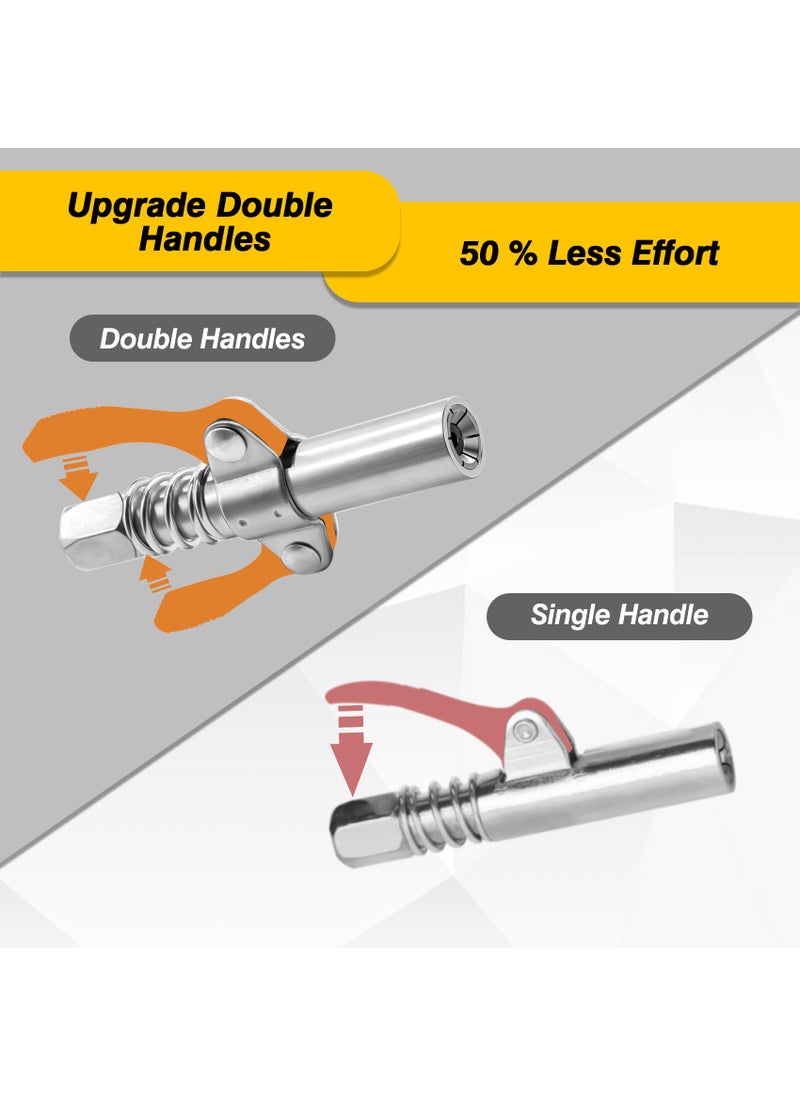 COMVIEE COMVIEE Grease Gun Coupler, Double Handle Quick Lock Release Grease Tips Ends Couplers, Rated 10,000 PSI, Compatible with All Grease Guns 1/8" NPT Fittings, 1-PC  - Image 2