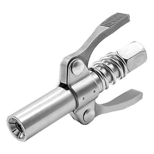 COMVIEE Grease Gun Coupler, Double Handle Quick Lock Release Grease Tips Ends Couplers, Rated 10,000 PSI, Compatible with All Grease Guns 1/8" NPT Fittings, 1-PC - Image 1