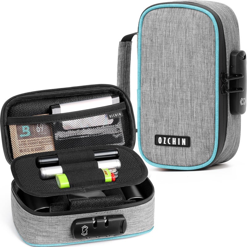 OZCHIN Smell Proof Bag with Combination Lock File Organizer Case Container Medicine Lock Box Odorless Storage Bag Great Gift for Friend (grey, S) - Image 1