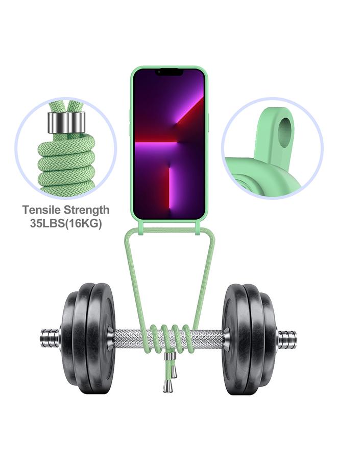 Zaboon Case For iPhone 13 Pro Max Integrated Card Bag Solid Color Liquid Silicone Phone Case with Lanyard - Image 3