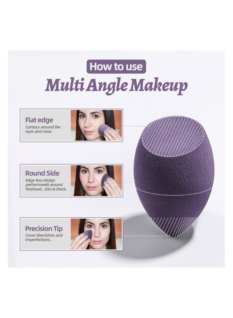 BS Mall 7 PCS Makeup Sponge Set Blender Sponges for Liquid, Cream, And Powder, Latex Free, Multi Colored Beauty Sponges with 1 Mini Sponge, Vegan & Cruelty-Free,Ideal Gifts for Women on Valentine's Day (Purple) - Image 2