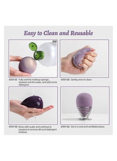 BS Mall 7 PCS Makeup Sponge Set Blender Sponges for Liquid, Cream, And Powder, Latex Free, Multi Colored Beauty Sponges with 1 Mini Sponge, Vegan & Cruelty-Free,Ideal Gifts for Women on Valentine's Day (Purple)  - Image 5
