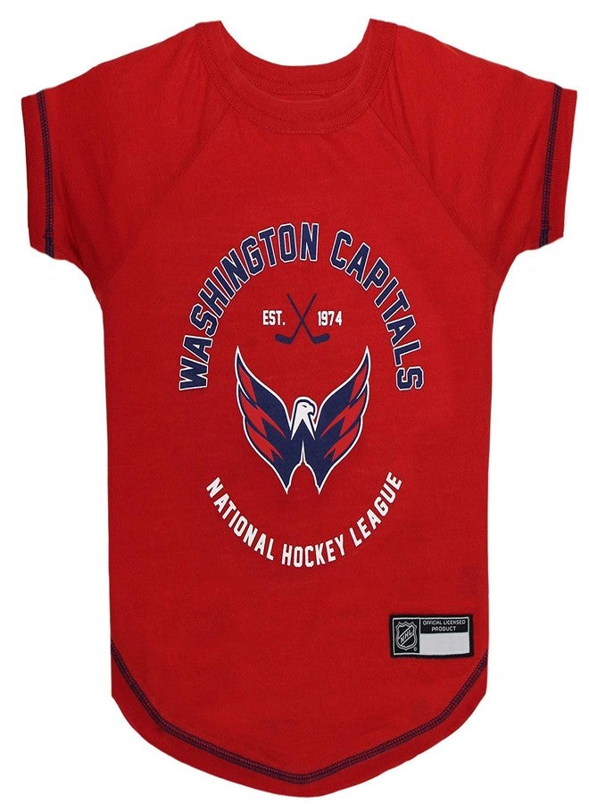 Pets First NHL Washington Capitals Tee Shirt for Dogs & Cats, Large. - Are You A Hockey Fan? Let Your Pet Be An NHL Fan Too! - Image 1