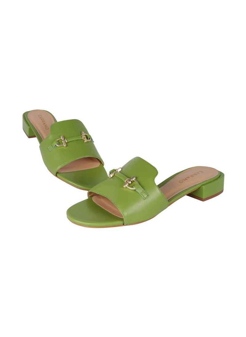 CARRANO - Carrano Ladies Open Mule Chain Strap Low Block Heel 355004C Cab0743 - Image 1