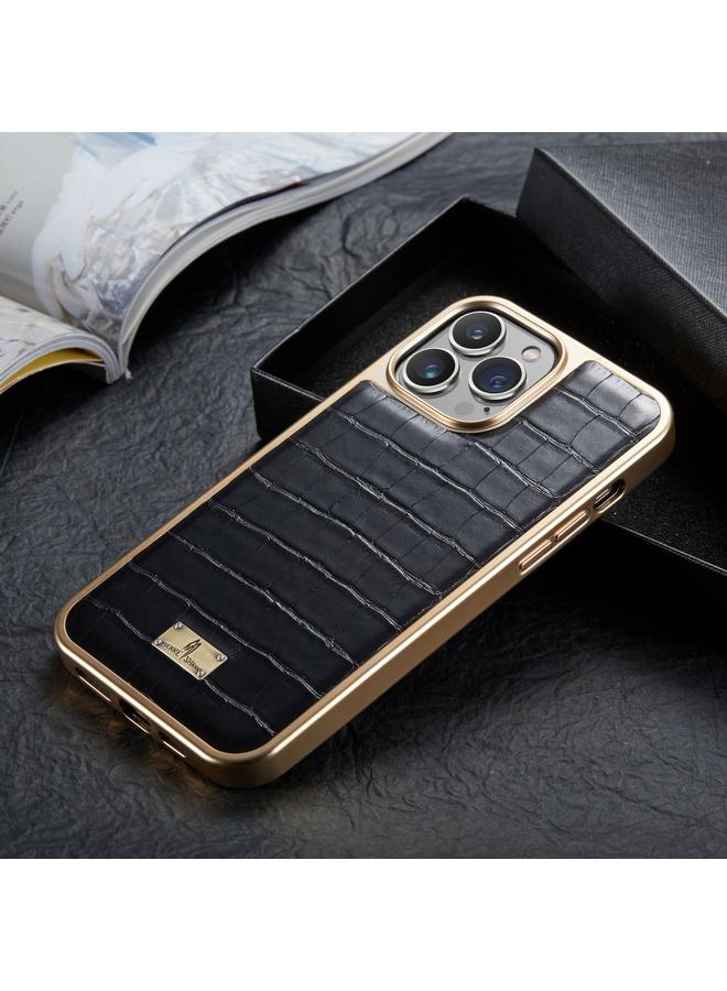 The Bros Case For iPhone 13 Pro Max Fierre Shann Crocodile Texture Electroplating PU Phone Case