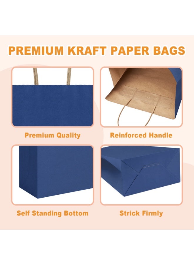 Chabeia 25Pcs 5.25x3.75x8 Navy Blue Small Gift Bags Kraft Paper Bags with Handles Bulk for Shopping, Wedding, Merchandise, Birthday, Business - Image 5