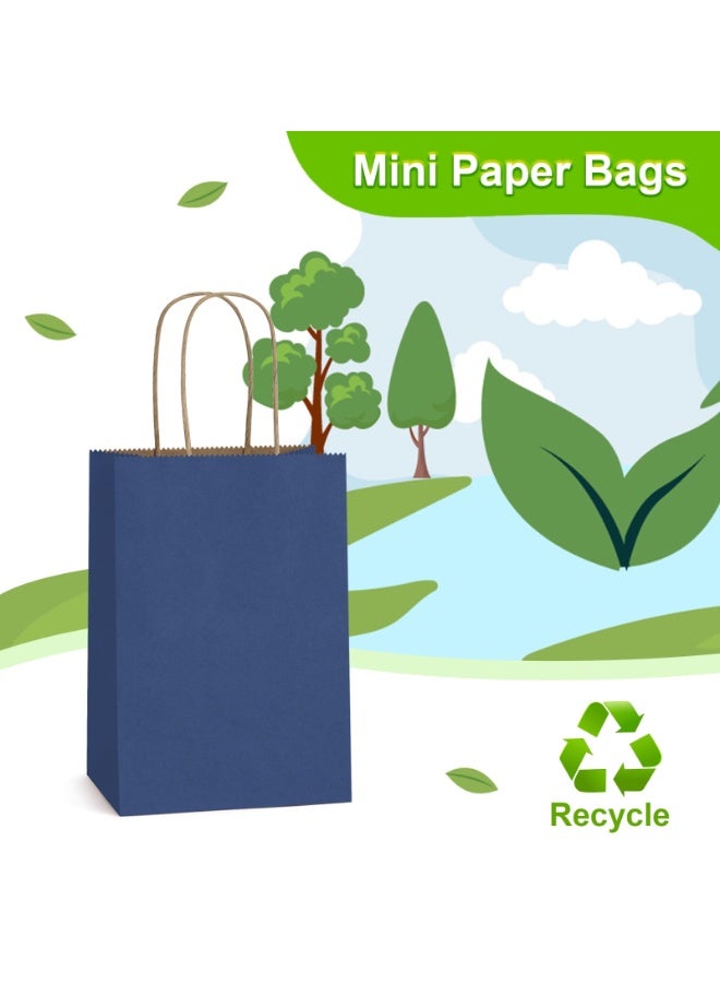 Chabeia 25Pcs 5.25x3.75x8 Navy Blue Small Gift Bags Kraft Paper Bags with Handles Bulk for Shopping, Wedding, Merchandise, Birthday, Business - Image 2