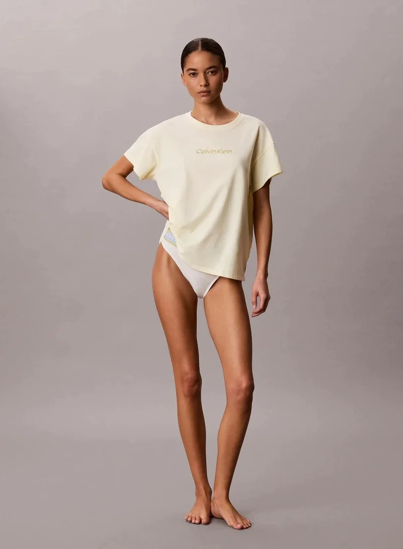 Calvin Klein Pear Sorbet Relaxed T-Shirt - Cotton Stretch Lounge for Women | Best Price UAE