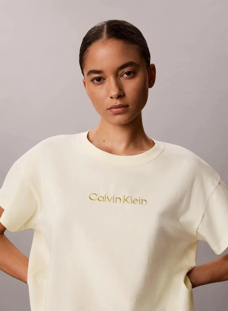 Calvin Klein Pear Sorbet Relaxed T-Shirt - Cotton Stretch Lounge for Women | Best Price UAE