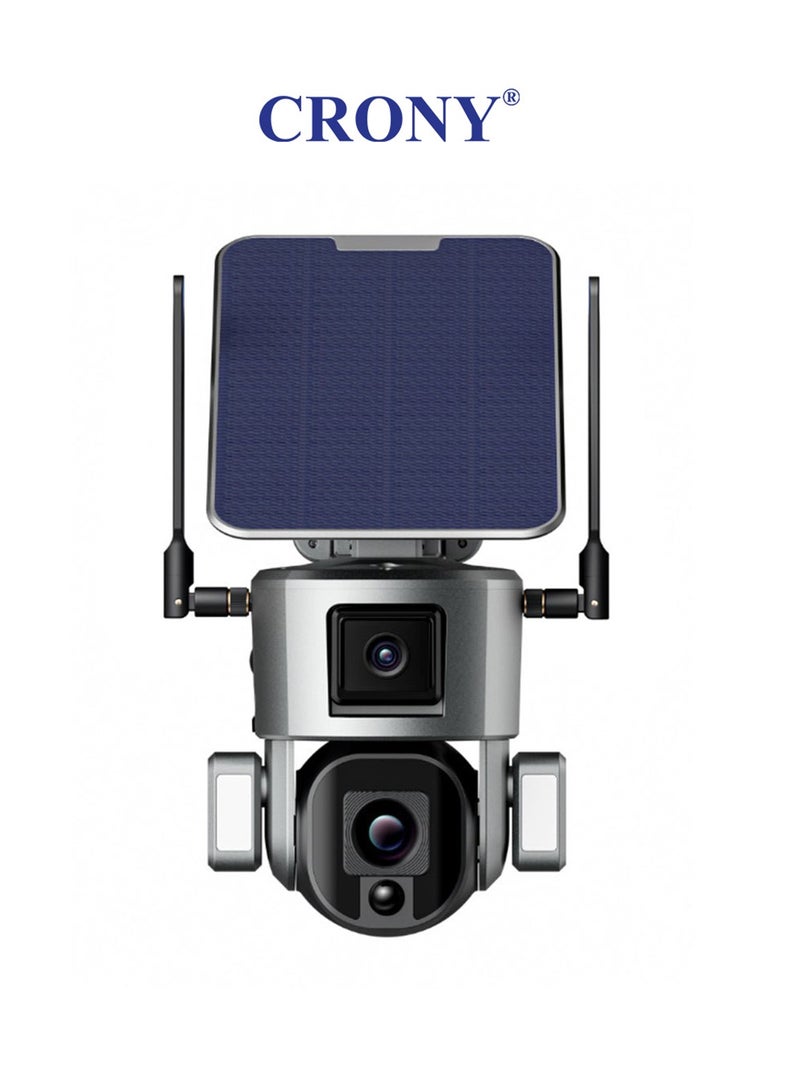 Crony 4MP Dual - Lensed S5 Security Camera with 4K Resolution, 4G/Wi-Fi Connectivity, Solar/Battery Power, 10x Zoom, PTZ (355°H/90°V), 20000mAh Battery, IP66 Waterproof, Two - way Audio, TF Card/Cloud Storage - Image 1