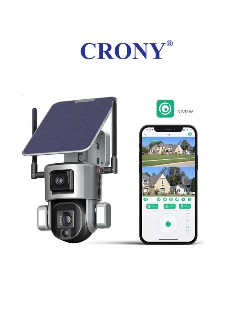 Crony 4MP Dual - Lensed S5 Security Camera with 4K Resolution, 4G/Wi-Fi Connectivity, Solar/Battery Power, 10x Zoom, PTZ (355°H/90°V), 20000mAh Battery, IP66 Waterproof, Two - way Audio, TF Card/Cloud Storage - Image 2