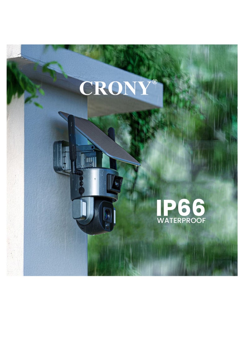Crony 4MP Dual - Lensed S5 Security Camera with 4K Resolution, 4G/Wi-Fi Connectivity, Solar/Battery Power, 10x Zoom, PTZ (355°H/90°V), 20000mAh Battery, IP66 Waterproof, Two - way Audio, TF Card/Cloud Storage - Image 3