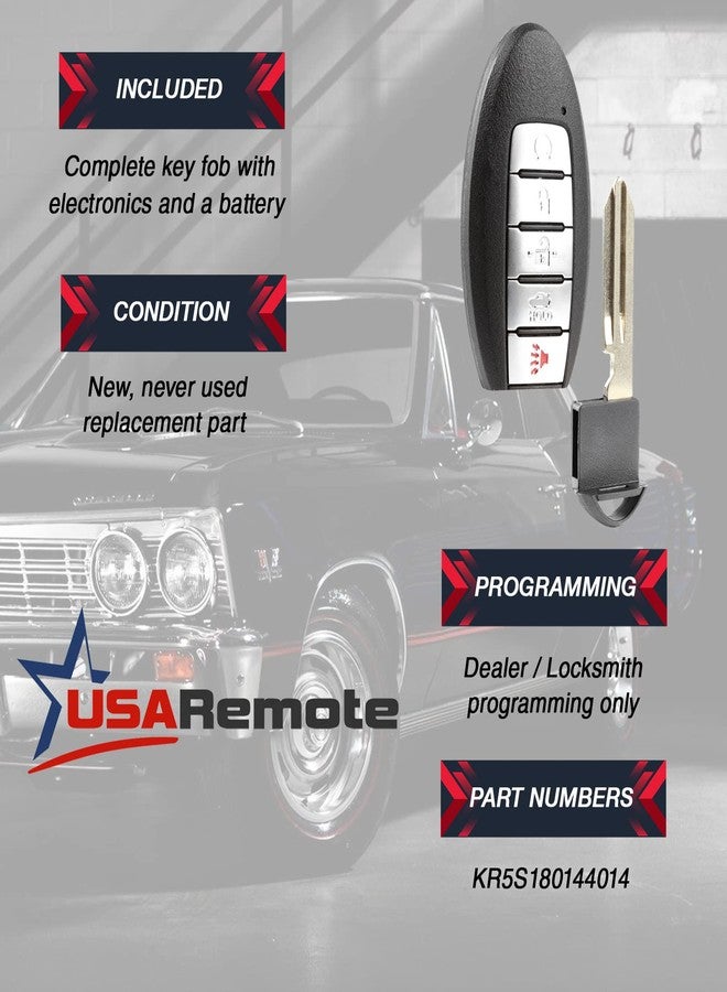 USARemote Key Fob fits 2013 2014 2015 Nissan Altima Pathfinder Infiniti QX60 JX35 Smart Keyless Entry Remote(KR5S180144014) 5 Button - Image 3