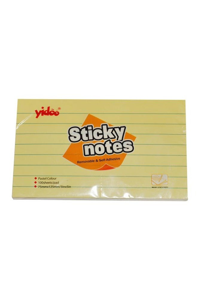 Yidoo Lined Yellow Sticky Notes 125 × 75 mm 100 Sheets Model SN3640