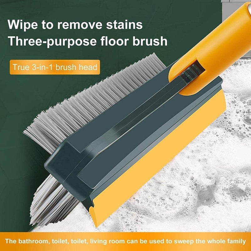 FIGMENT Tile Cleaning Brush with Stiff Bristles Long Handle Brush with Wiper for Bathroom Floor Grout Deep Cleaning Scrubber for Tiles - Image 4