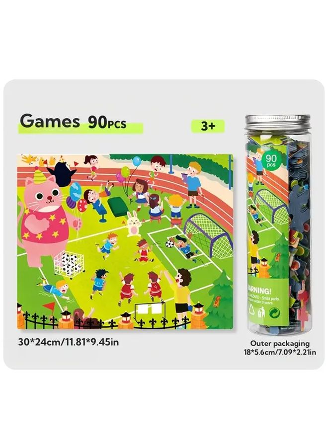 Happy Playground 90 Pieces Canned Puzzle Toy Multiple Themes For Parent Child Interaction - Image 1