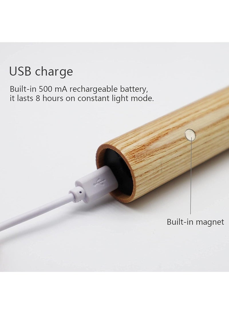 Hihonor Night Light Motion Sensor Light Indoor Led Magnetic Portable Lamp No Plug USB Charge Wall Lamp for Hallway Bedroom Wardrobe Table Stairwell Cabinet Kitchen etc, Wood - Image 4
