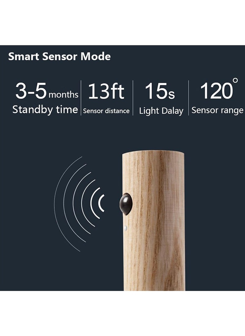 Hihonor Night Light Motion Sensor Light Indoor Led Magnetic Portable Lamp No Plug USB Charge Wall Lamp for Hallway Bedroom Wardrobe Table Stairwell Cabinet Kitchen etc, Wood - Image 2