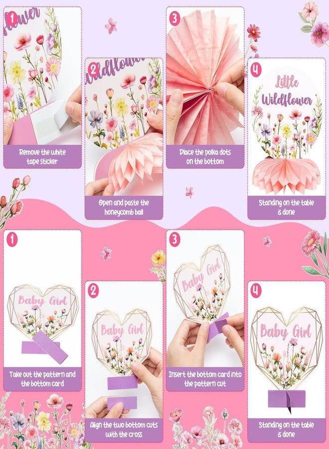 ANGOLIO Baby Girl Honeycomb Centerpieces for Birthday Party - Christmas Winter Gifts 12 Pink Floral Baby in Bloom Table Decorations for Baby Shower Cute Wildflower Table Display Gender Reveal Supplies - Image 3
