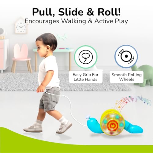 R for Rabbit Orapple Snail Tune Musical Pull-Along Toy for Baby |Lights, Music & Smooth Wheels | Safe Design Injury-Free Edges | Enhances Sensory, Auditory & Motor Skills 12+ Months Kids (Blue Yellow) - Image 2