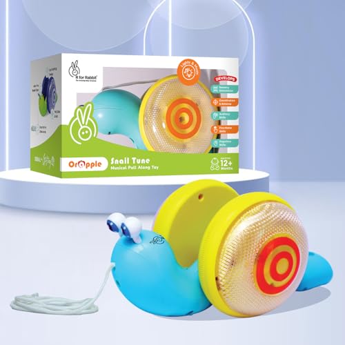 R for Rabbit Orapple Snail Tune Musical Pull-Along Toy for Baby |Lights, Music & Smooth Wheels | Safe Design Injury-Free Edges | Enhances Sensory, Auditory & Motor Skills 12+ Months Kids (Blue Yellow) - Image 1