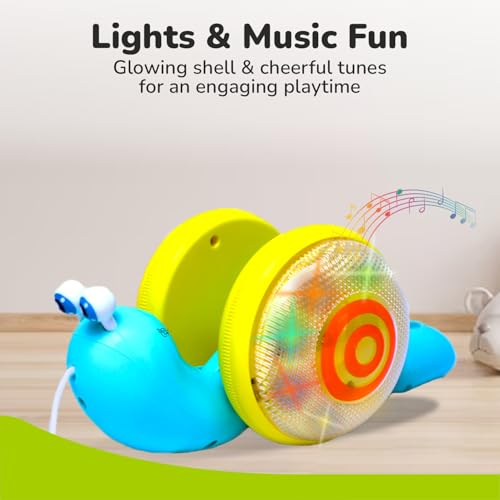 R for Rabbit Orapple Snail Tune Musical Pull-Along Toy for Baby |Lights, Music & Smooth Wheels | Safe Design Injury-Free Edges | Enhances Sensory, Auditory & Motor Skills 12+ Months Kids (Blue Yellow) - Image 3