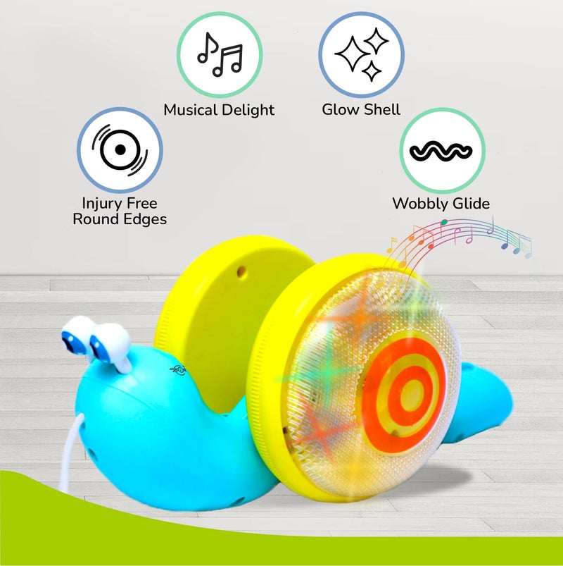 R for Rabbit Orapple Snail Tune Musical Pull-Along Toy for Baby |Lights, Music & Smooth Wheels | Safe Design Injury-Free Edges | Enhances Sensory, Auditory & Motor Skills 12+ Months Kids (Blue Yellow) - Image 4