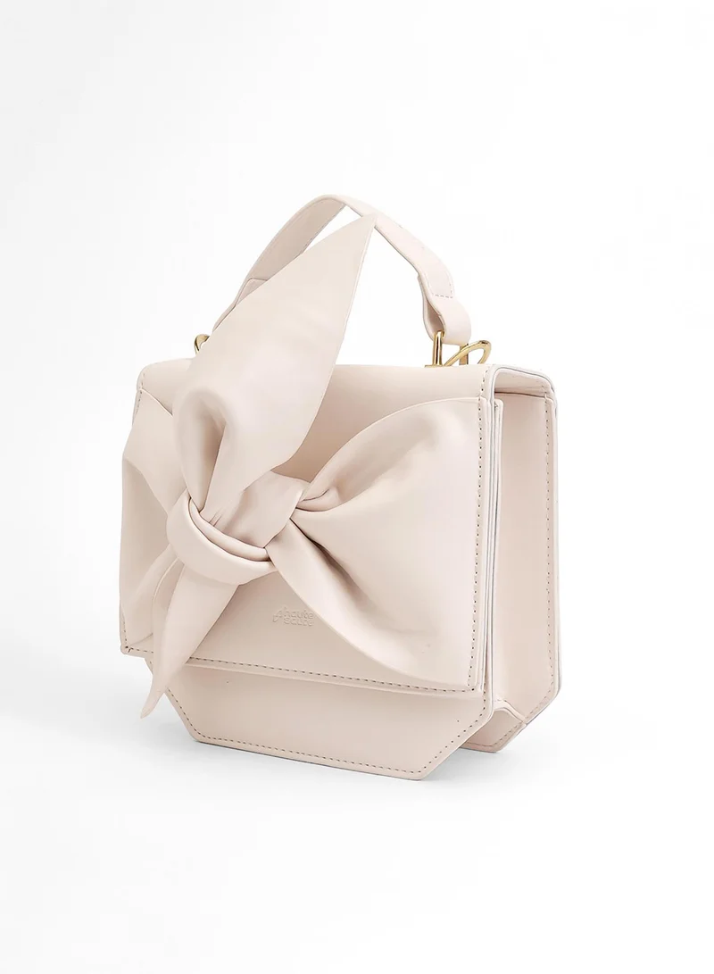 Haute Sauce Haute Sauce Women's The Arc Crossbody Satchel Bag For Casual Wear | Ivory White Colour | One-Size| Magnetic Closure | Vegan Leather Material | Non-Detachable Handle | Bags For Woman & Girls