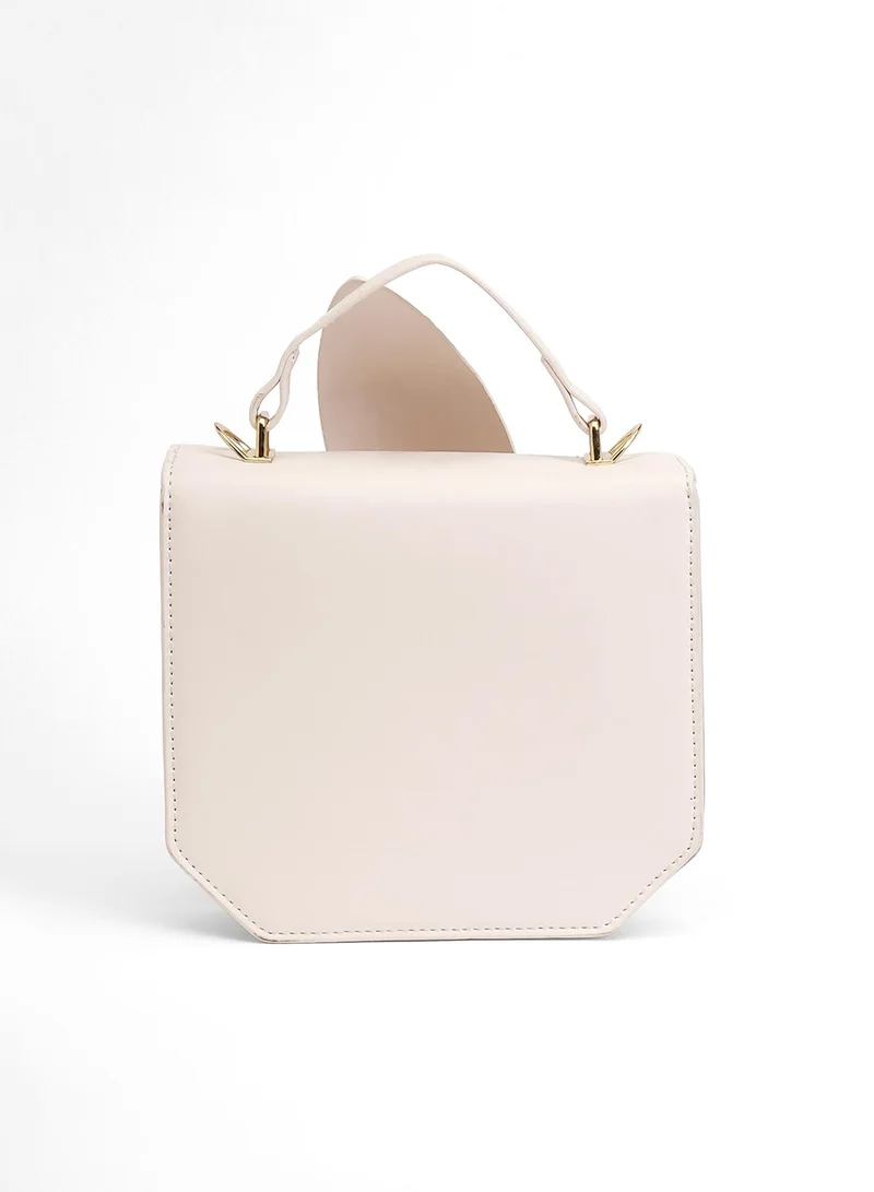 Haute Sauce Haute Sauce Women's The Arc Crossbody Satchel Bag For Casual Wear | Ivory White Colour | One-Size| Magnetic Closure | Vegan Leather Material | Non-Detachable Handle | Bags For Woman & Girls