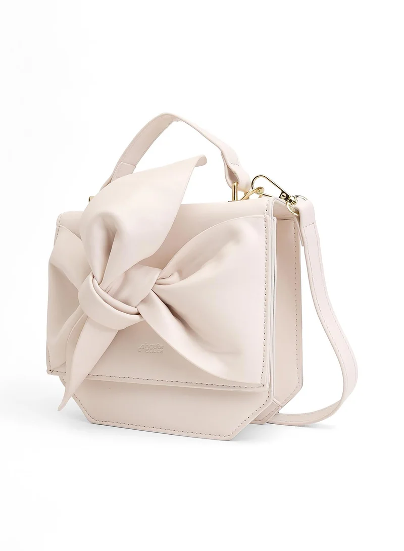 Haute Sauce Haute Sauce Women's The Arc Crossbody Satchel Bag For Casual Wear | Ivory White Colour | One-Size| Magnetic Closure | Vegan Leather Material | Non-Detachable Handle | Bags For Woman & Girls