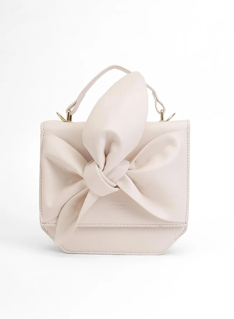 Haute Sauce Haute Sauce Women's The Arc Crossbody Satchel Bag For Casual Wear | Ivory White Colour | One-Size| Magnetic Closure | Vegan Leather Material | Non-Detachable Handle | Bags For Woman & Girls