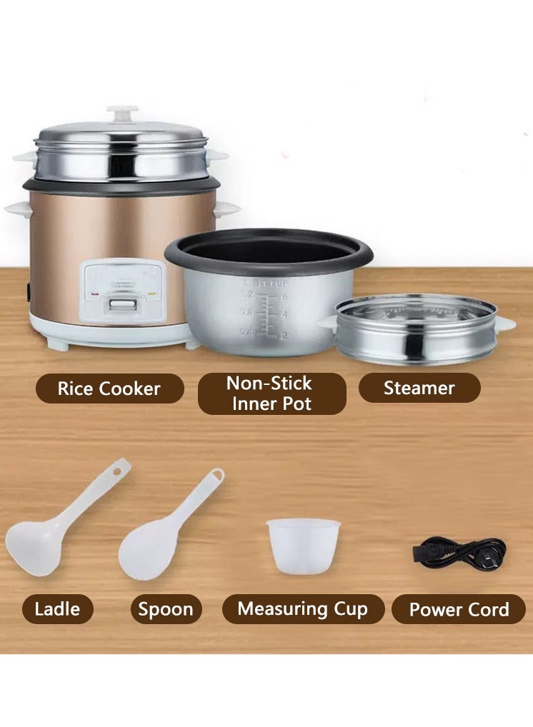 Electric Rice Cooker With Non-Stick Inner Pot, Includes Cook, Steam and Keep Warm Function, Equipped With Non-Stick Inner Pot, Rice Spoon, Plastic Inner Steamer And Measuring Cup, Cool Touch Handle, 2L 400W - Image 4