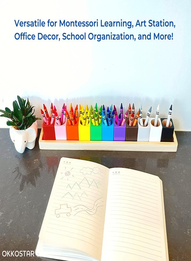 OKKOSTAR Montessori Crayon Holder for Kids - Craft Supply Organizer - Classroom Storage Caddy Case - Perfect for Colored Pencils [Crayons or Pencils NOT Included] (Standard) - Image 5