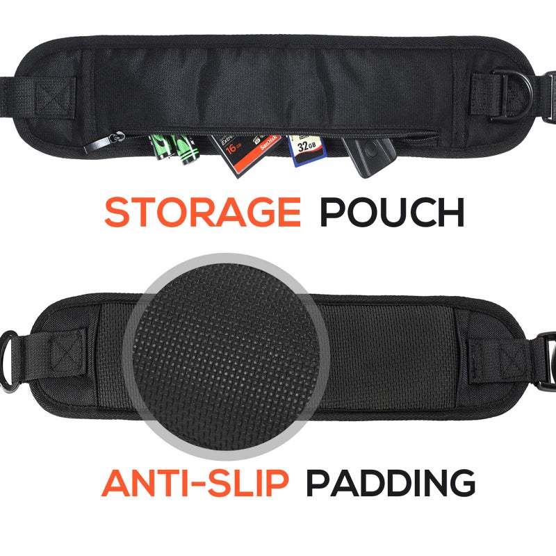 waka Rapid Camera Neck Strap with Quick Release and Safety Tether, Adjustable Camera Shoulder Sling Strap for Nikon Canon Sony Olympus DSLR Camera - Black - Image 3