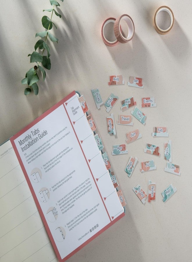 DiverseBee Gold Foil Planner Monthly Tabs, 24 Peel and Stick Laminated Tabs for Notebooks (12 Month Tabs and 4 Blank Tabs), Calendar Monthly Tab Stickers for Planners, Monthly Dividers (Geometric) - Image 3
