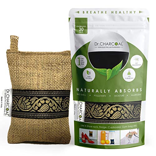 Dr. CHARCOAL Dr CHARCOAL Moisture Absorber Dehumidifier Activated Charcoal Bags for Wardrobe, Shoe Rack and Fridge; Prevents Mould & Fungus, Removes Bad Smell, Lasts 1 year, 75g (Classic Khaki) - Image 1