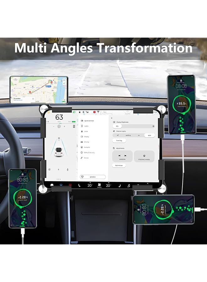 كاست ويف حامل هاتف لسيارات Tesla Model 3/Y/Cybertruck - أقوى حامل هاتف مغناطيسي Magsafe لشاشة Tesla، حامل غير لاصق، متوافق مع جميع الهواتف، ملحقات موديل 2025 - Image 4